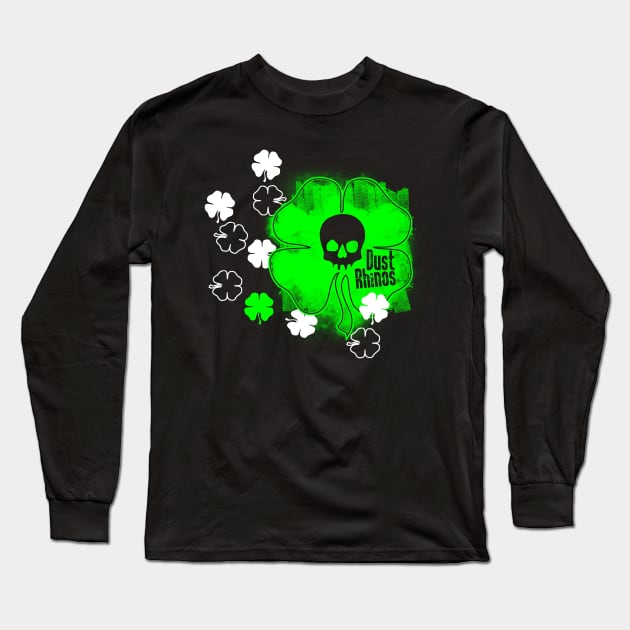 DR Skull and Shamrock Green Long Sleeve T-Shirt by Dust Rhinos Swag Store